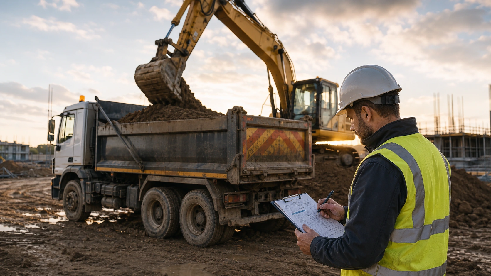 Muck-away vehicle and site records prepared for reconciliation.