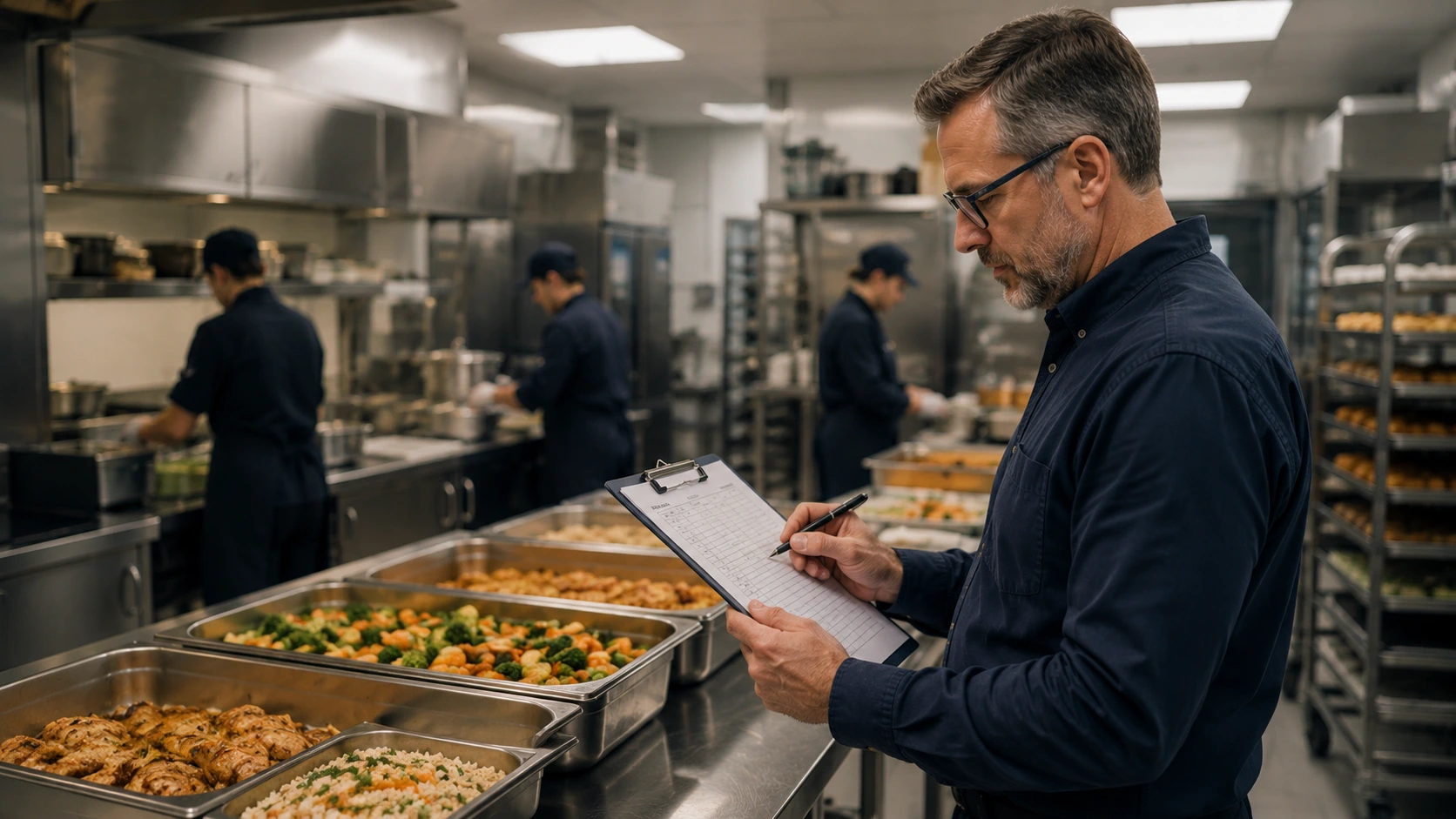 Commercial catering service and food count records under review.
